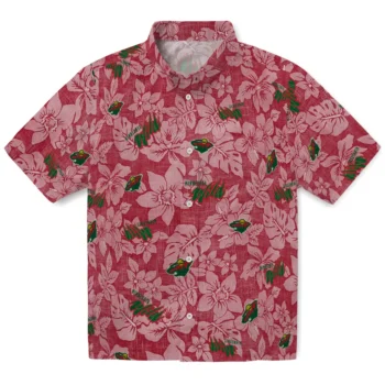 minnesota wild hibiscus oasis red hawaiian shirts best selling