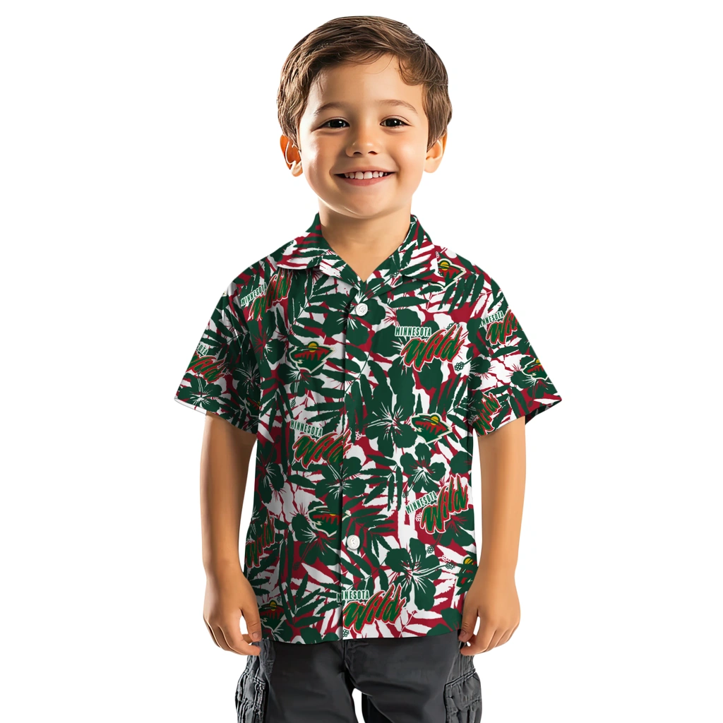 Minnesota Wild Hawaiian Shirt - Hibiscus Overlay minnesota wild hibiscus overlay hawaiian shirts top rated