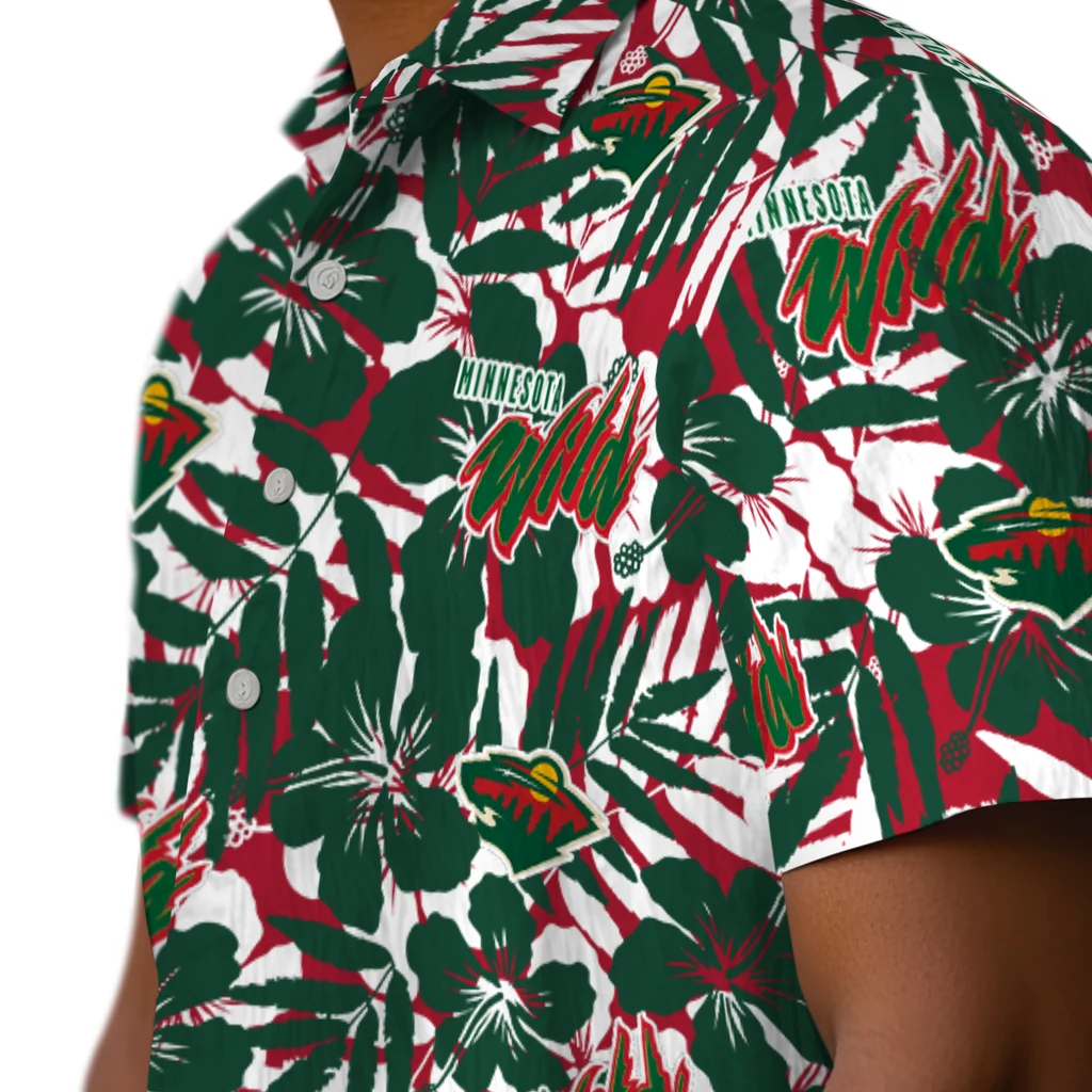 Minnesota Wild Hawaiian Shirt - Hibiscus Overlay minnesota wild hibiscus overlay hawaiian shirts trendy