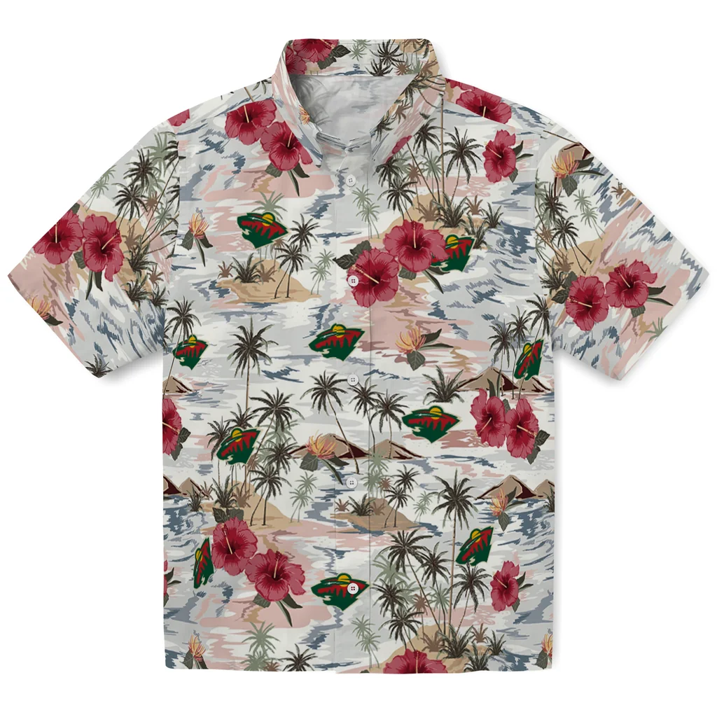 Minnesota Wild Hawaiian Shirt - Hibiscus Seaside minnesota wild hibiscus seaside white hawaiian shirts best selling
