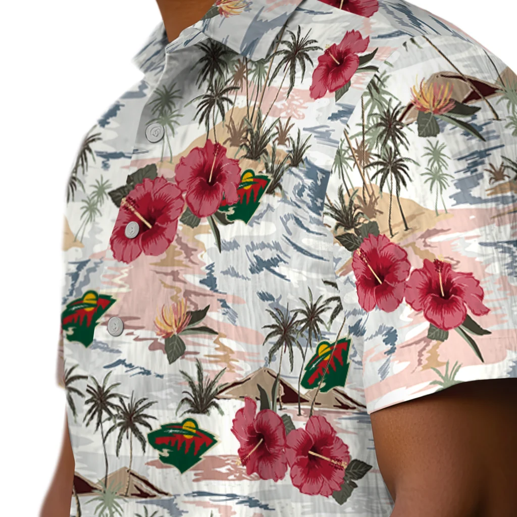 Minnesota Wild Hawaiian Shirt - Hibiscus Seaside minnesota wild hibiscus seaside white hawaiian shirts trendy