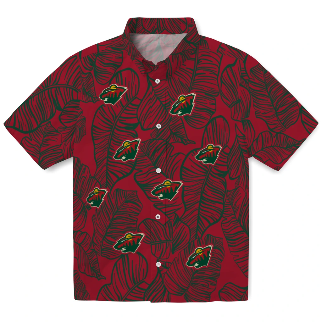 Minnesota Wild Hawaiian Shirt - Leaf Outline minnesota wild leaf outline red hawaiian shirts best selling