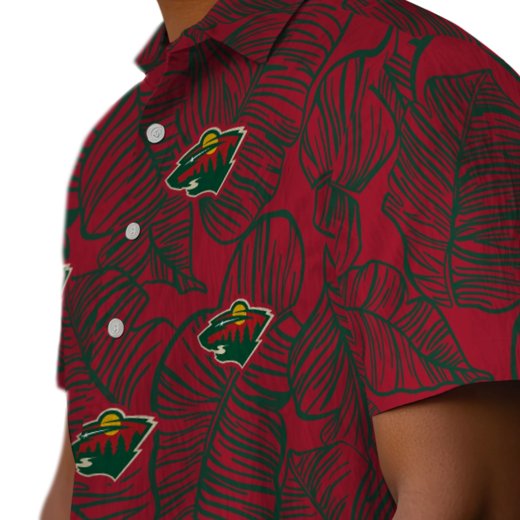 Minnesota Wild Hawaiian Shirt - Leaf Outline minnesota wild leaf outline red hawaiian shirts trendy