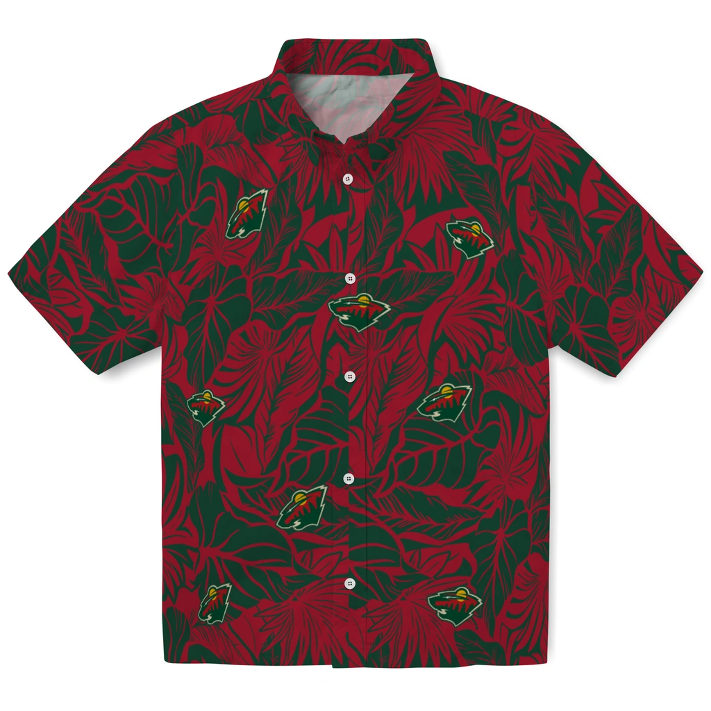 Minnesota Wild Hawaiian Shirt - Monstera Layer minnesota wild monstera layer red hawaiian shirts best selling