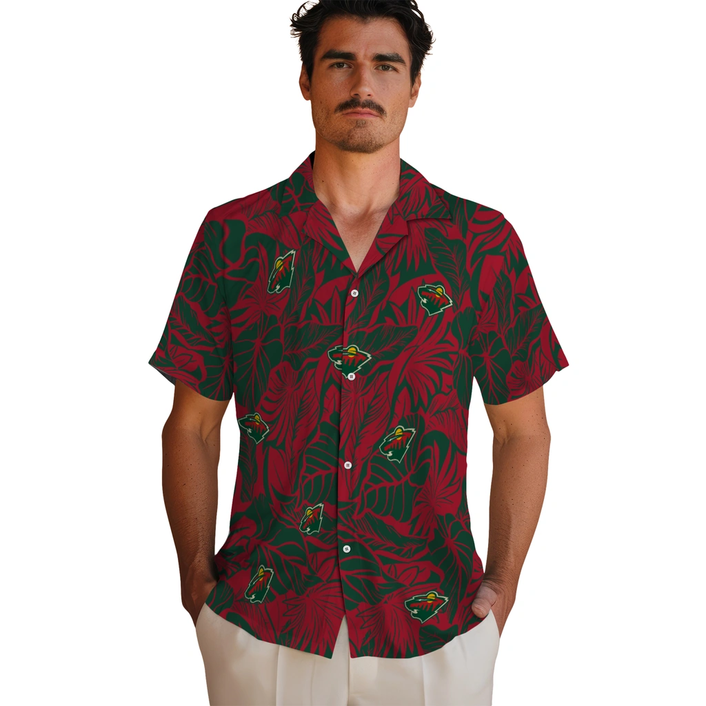 Minnesota Wild Hawaiian Shirt - Monstera Layer minnesota wild monstera layer red hawaiian shirts fashion forward