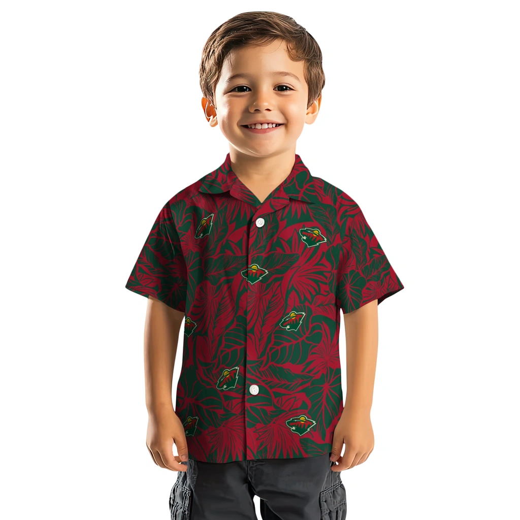 Minnesota Wild Hawaiian Shirt - Monstera Layer minnesota wild monstera layer red hawaiian shirts top rated