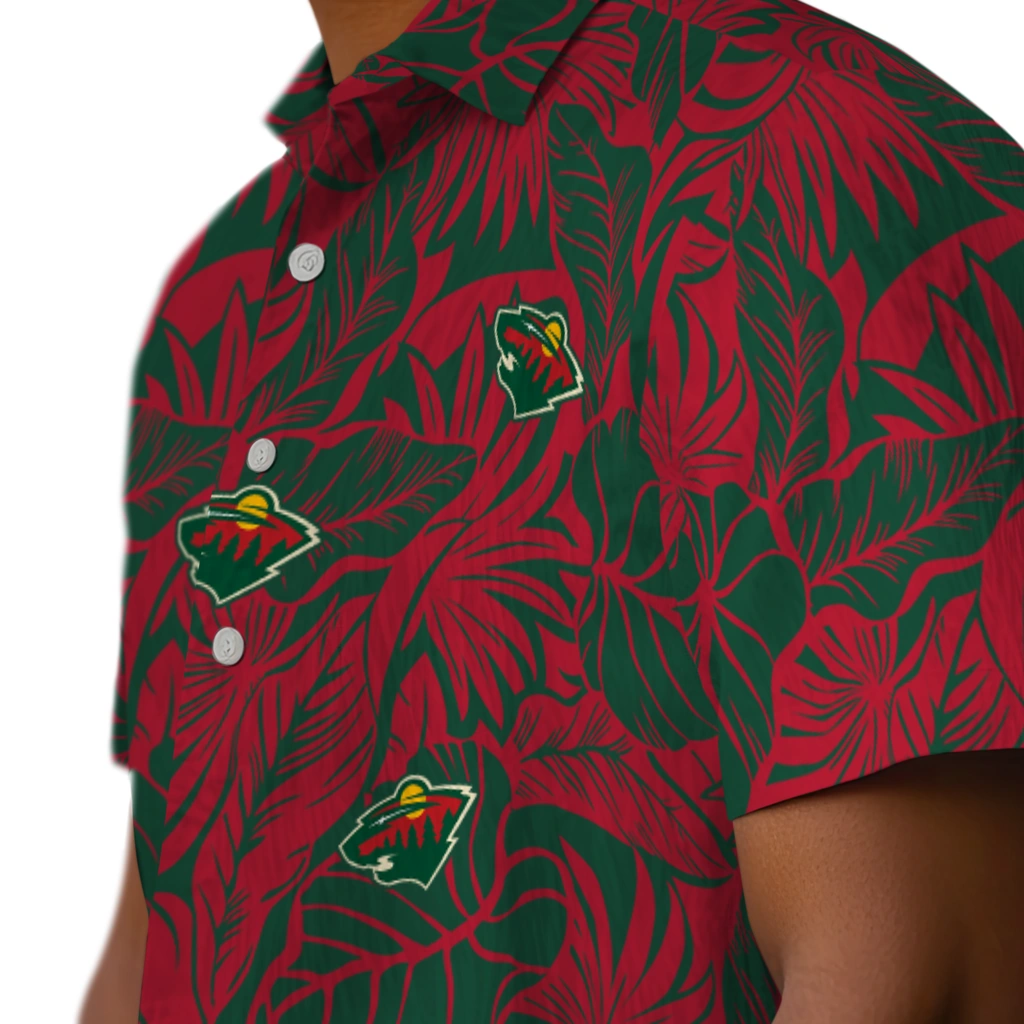 Minnesota Wild Hawaiian Shirt - Monstera Layer minnesota wild monstera layer red hawaiian shirts trendy