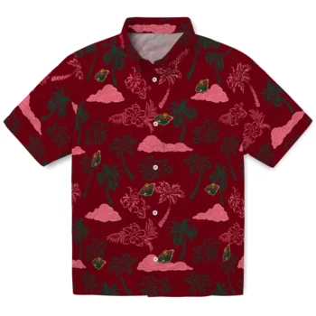minnesota wild palm and clouds red hawaiian shirts best selling