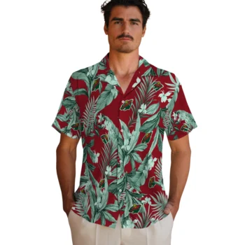 minnesota wild palm leaves red hawaiian shirts fashion forward