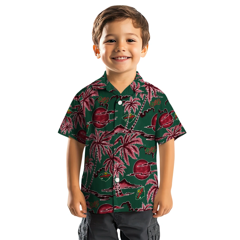 Minnesota Wild Hawaiian Shirt - Palm Sunset minnesota wild palm sunset hawaiian shirts top rated