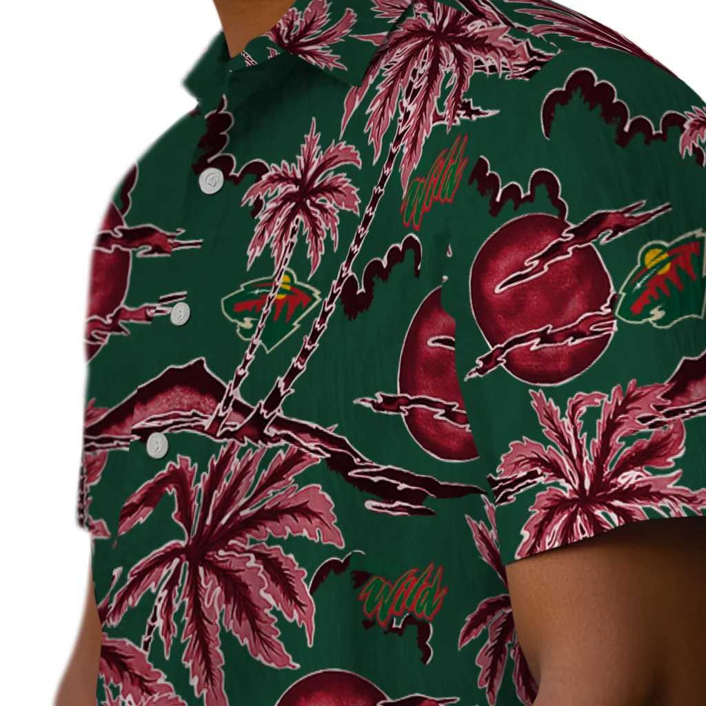 Minnesota Wild Hawaiian Shirt - Palm Sunset minnesota wild palm sunset hawaiian shirts trendy