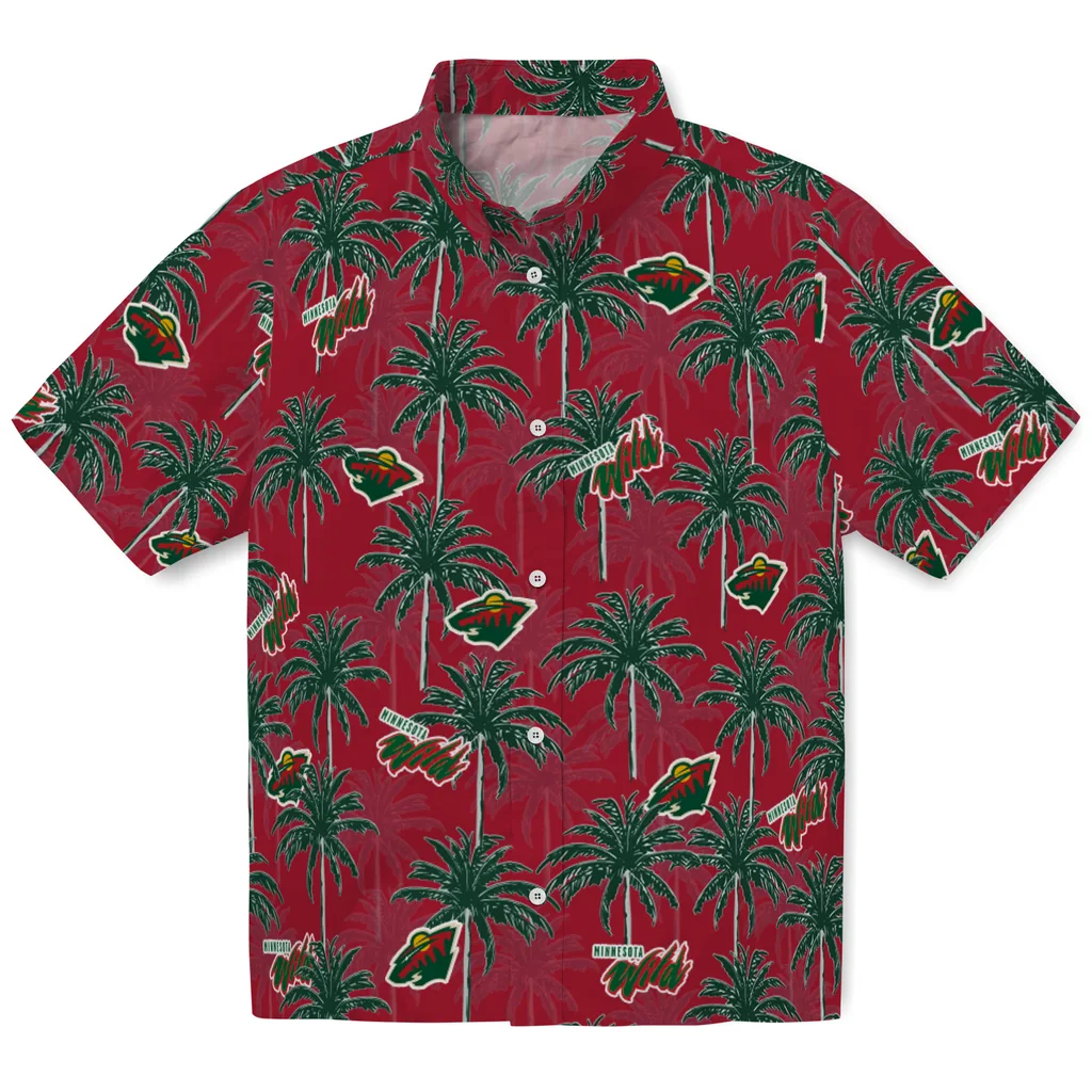 Minnesota Wild Hawaiian Shirt - Palm Tree Motif minnesota wild palm grove red hawaiian shirts best selling
