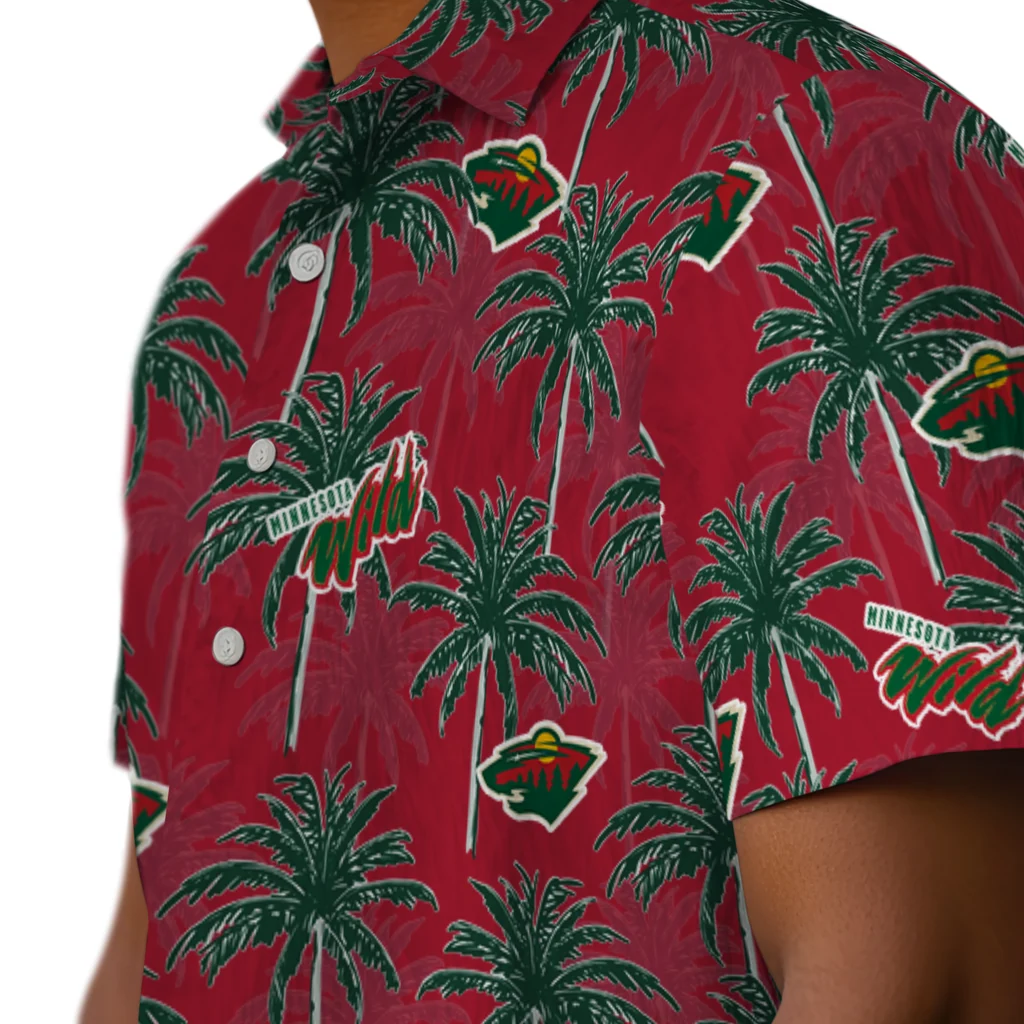 Minnesota Wild Hawaiian Shirt - Palm Tree Motif minnesota wild palm grove red hawaiian shirts trendy