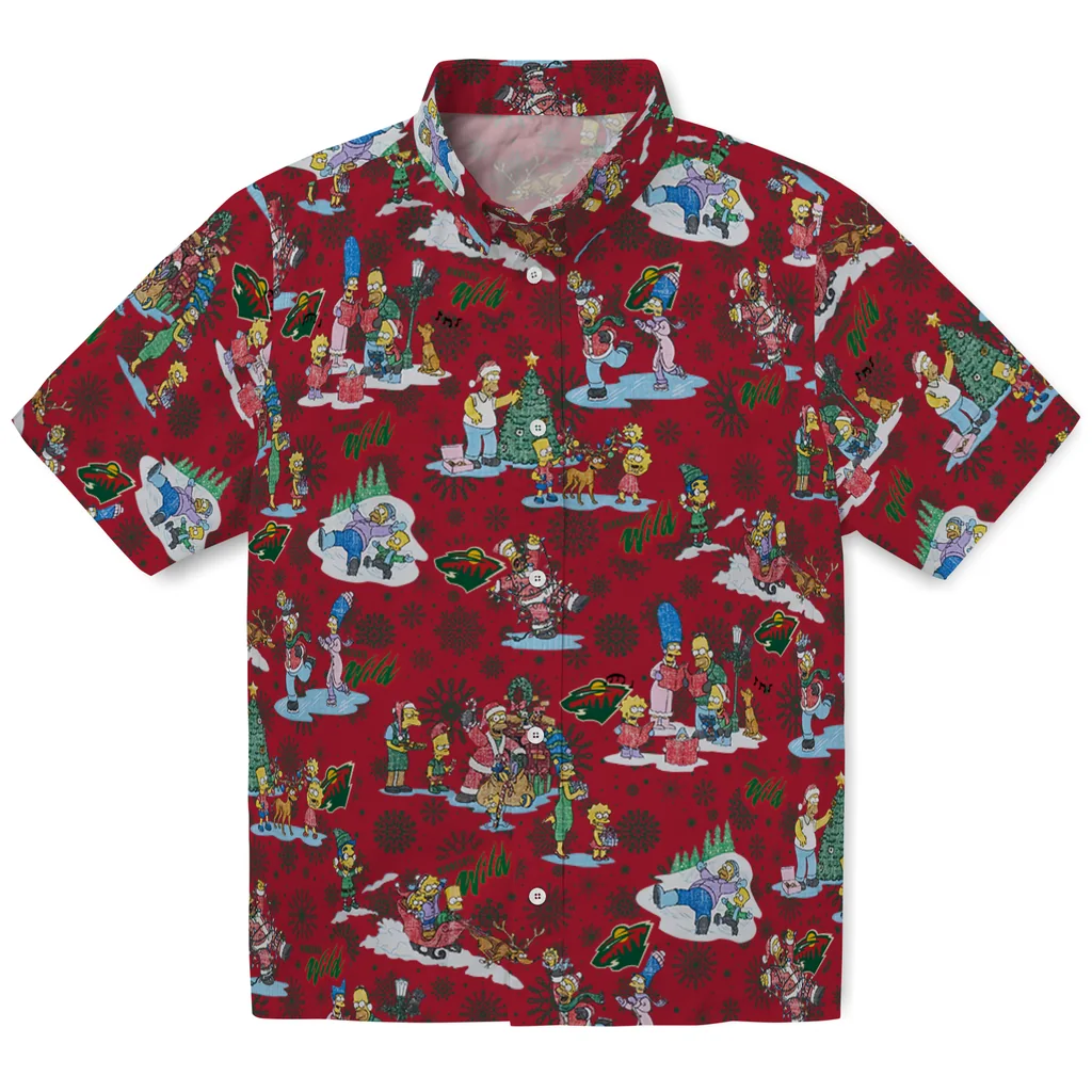 Minnesota Wild Hawaiian Shirt - Simpsons Christmas minnesota wild simpsons christmas red hawaiian shirts best selling