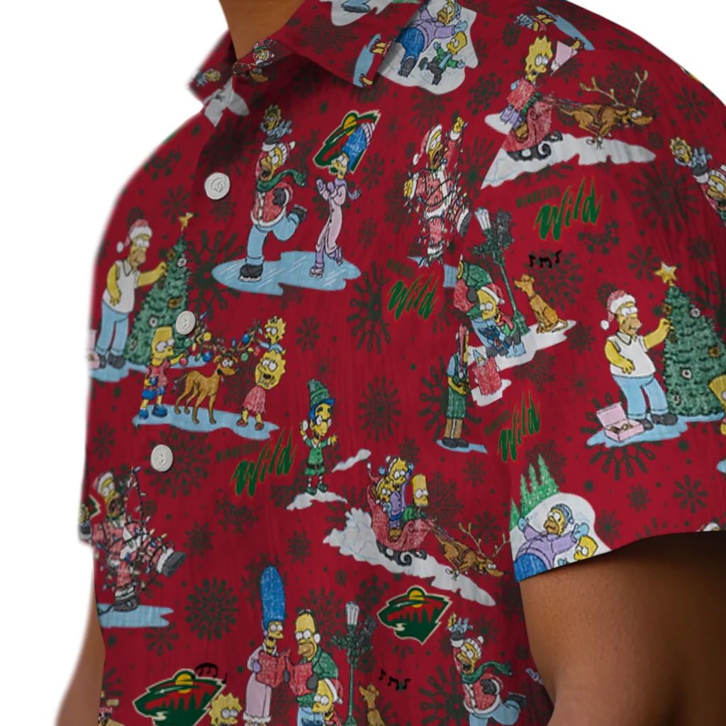 Minnesota Wild Hawaiian Shirt - Simpsons Christmas minnesota wild simpsons christmas red hawaiian shirts trendy