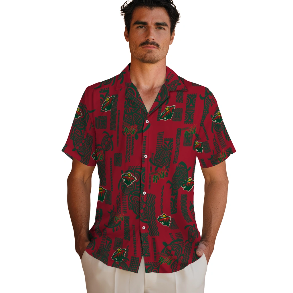 Minnesota Wild Hawaiian Shirt - Turtle Lines minnesota wild turtle lines red hawaiian shirts fashion forward