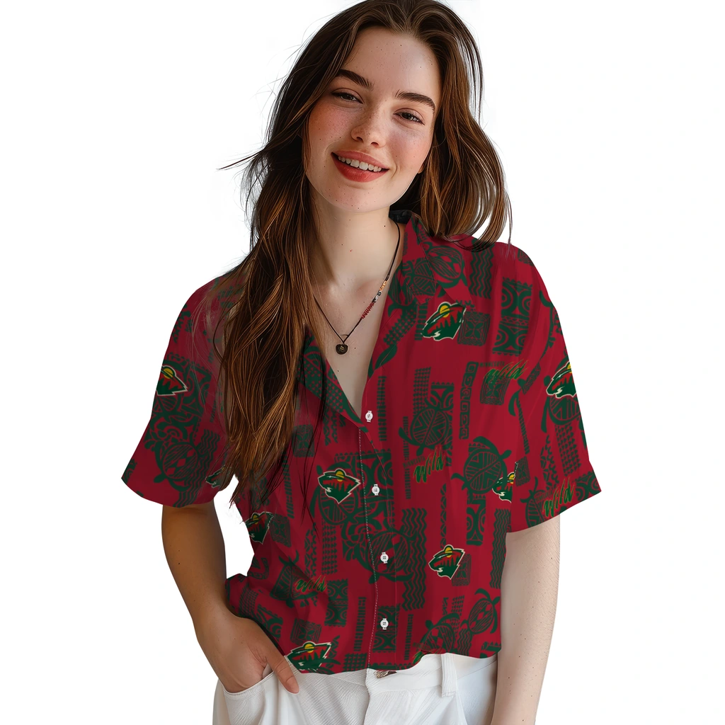 Minnesota Wild Hawaiian Shirt - Turtle Lines minnesota wild turtle lines red hawaiian shirts latest model