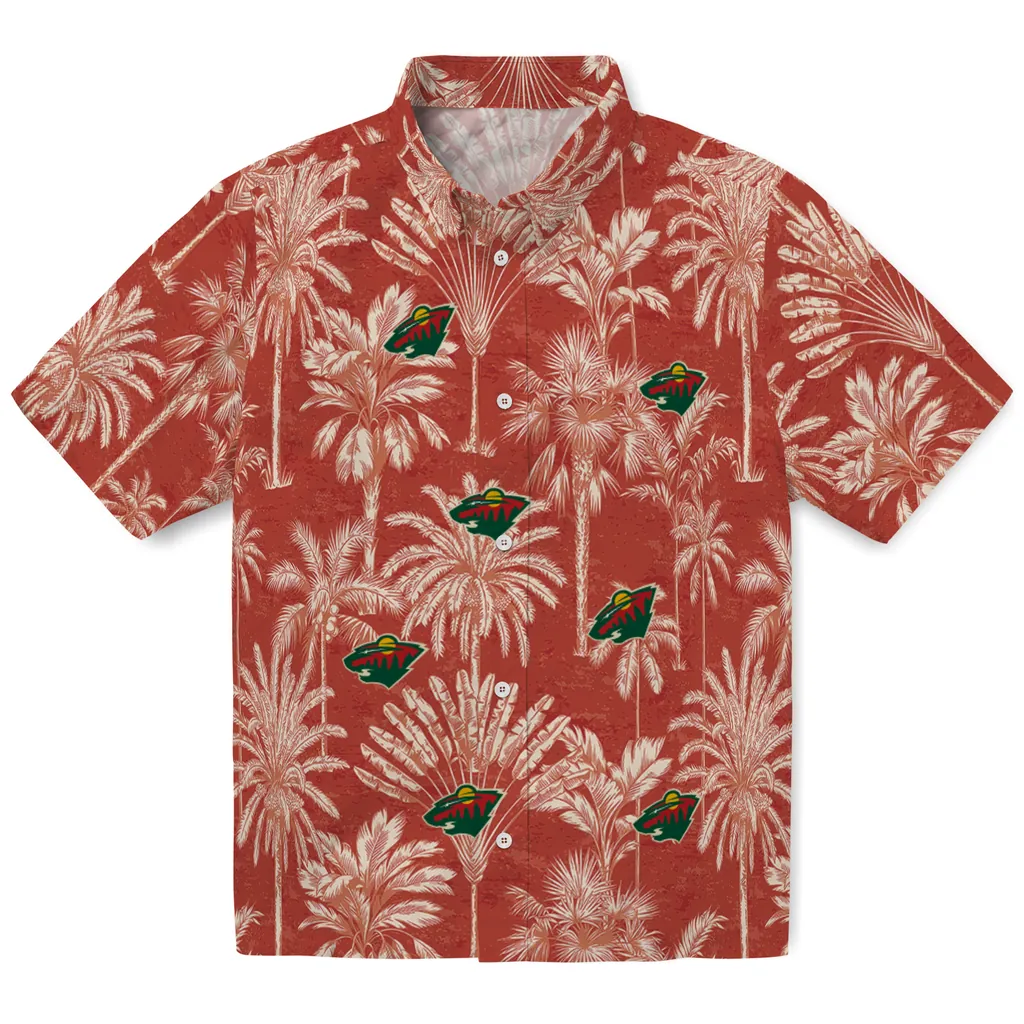 Minnesota Wild Hawaiian Shirt - Vintage Palm Tree minnesota wild palm shadows red hawaiian shirts best selling