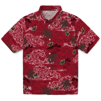 minnesota wild wave palm red hawaiian shirts best selling
