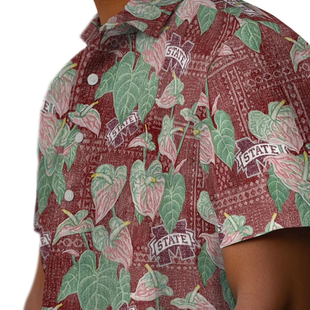 Mississippi State Bulldogs Hawaiian Shirt - Anthurium Overlay mississippi state bulldogs anthurium overlay maroon hawaiian shirts trendy