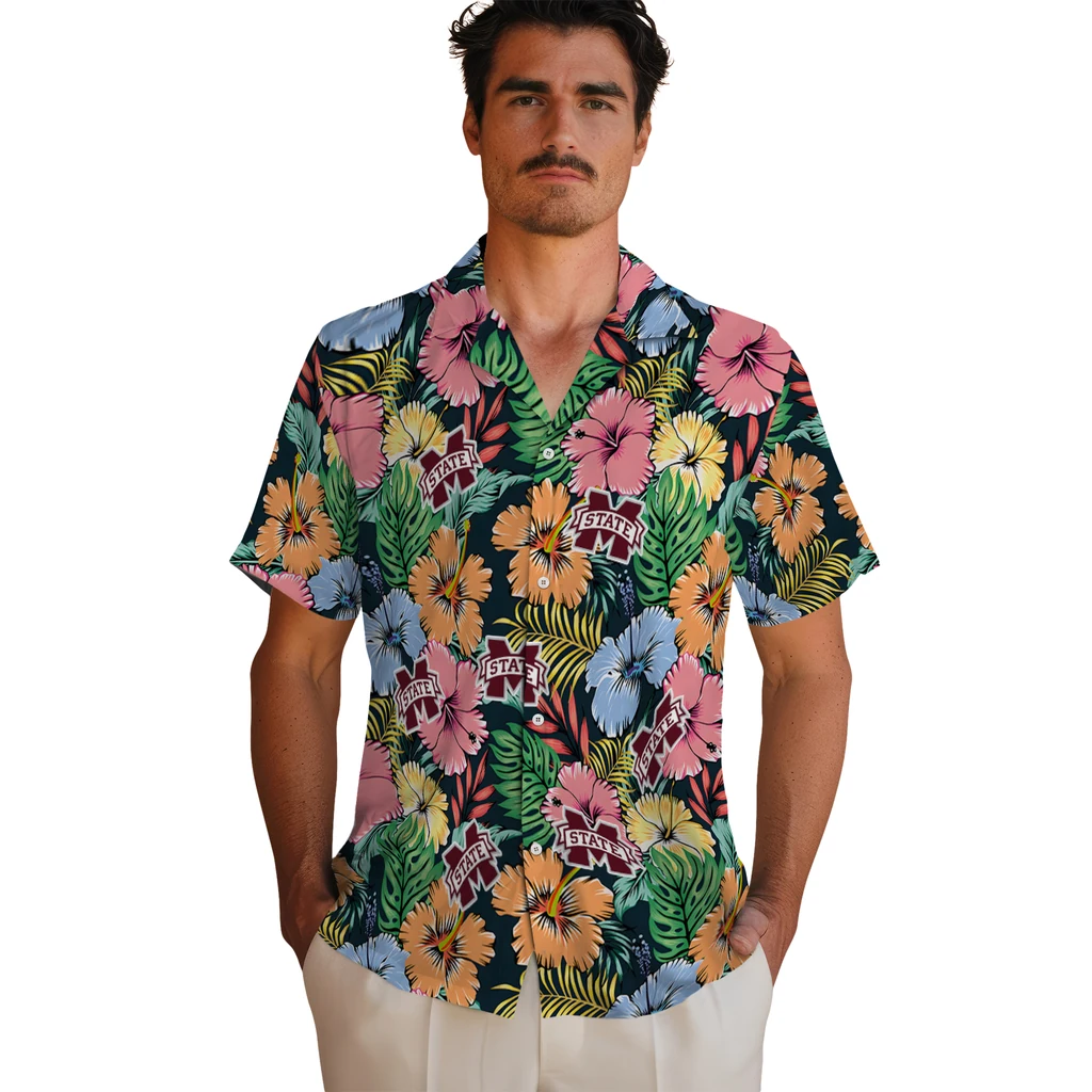 Mississippi State Bulldogs Hawaiian Shirt - Brilliant Hibiscus Garden mississippi state bulldogs brilliant hibiscus garden hawaiian shirts fashion forward