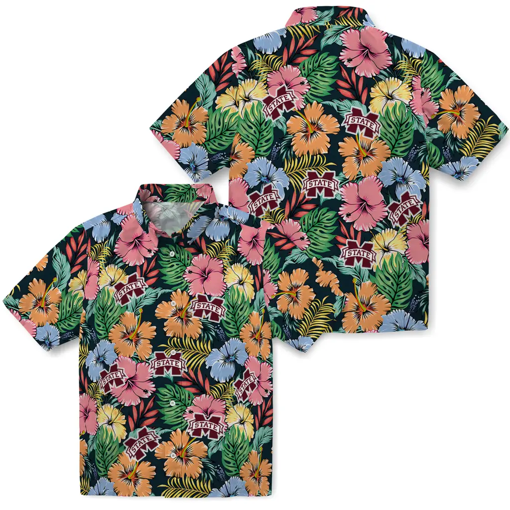 Mississippi State Bulldogs Hawaiian Shirt - Brilliant Hibiscus Garden mississippi state bulldogs brilliant hibiscus garden hawaiian shirts high quality