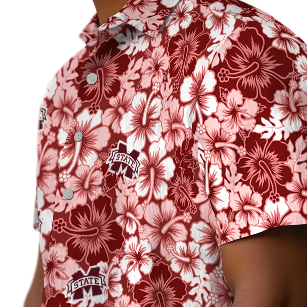 Mississippi State Bulldogs Hawaiian Shirt - Hibiscus Blooms mississippi state bulldogs hibiscus blooms maroon hawaiian shirts trendy