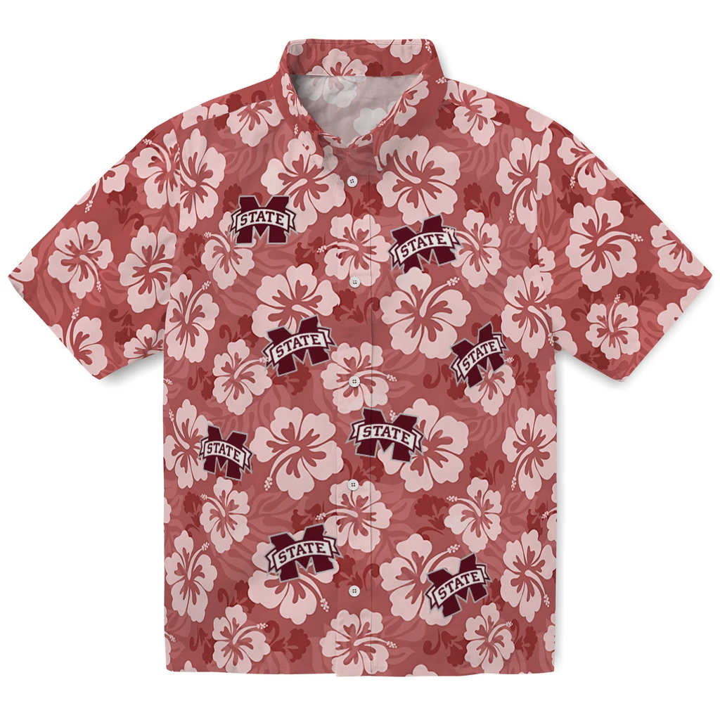 Mississippi State Bulldogs Hawaiian Shirt - Hibiscus Cluster mississippi state bulldogs hibiscus cluster maroon hawaiian shirts best selling