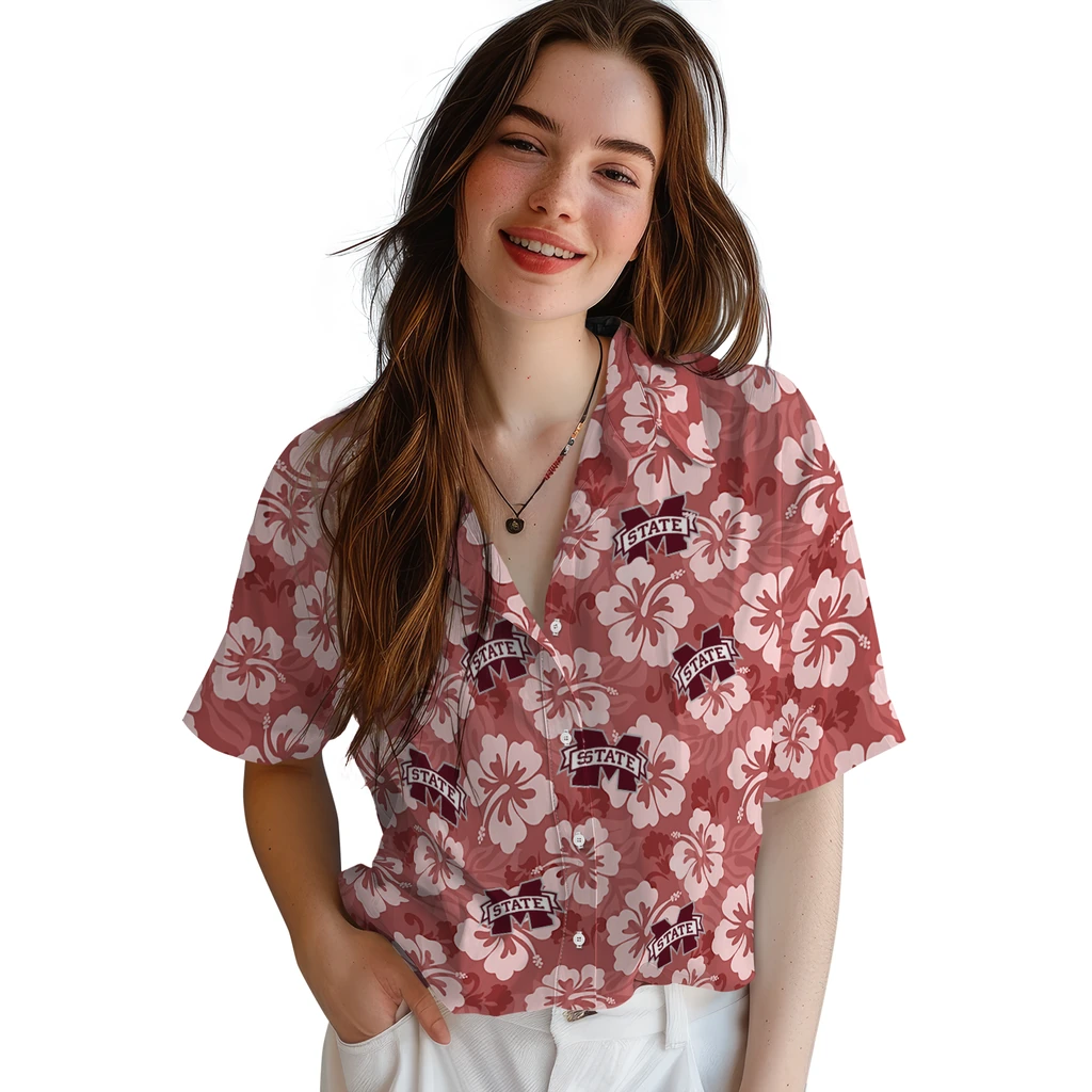 Mississippi State Bulldogs Hawaiian Shirt - Hibiscus Cluster mississippi state bulldogs hibiscus cluster maroon hawaiian shirts latest model