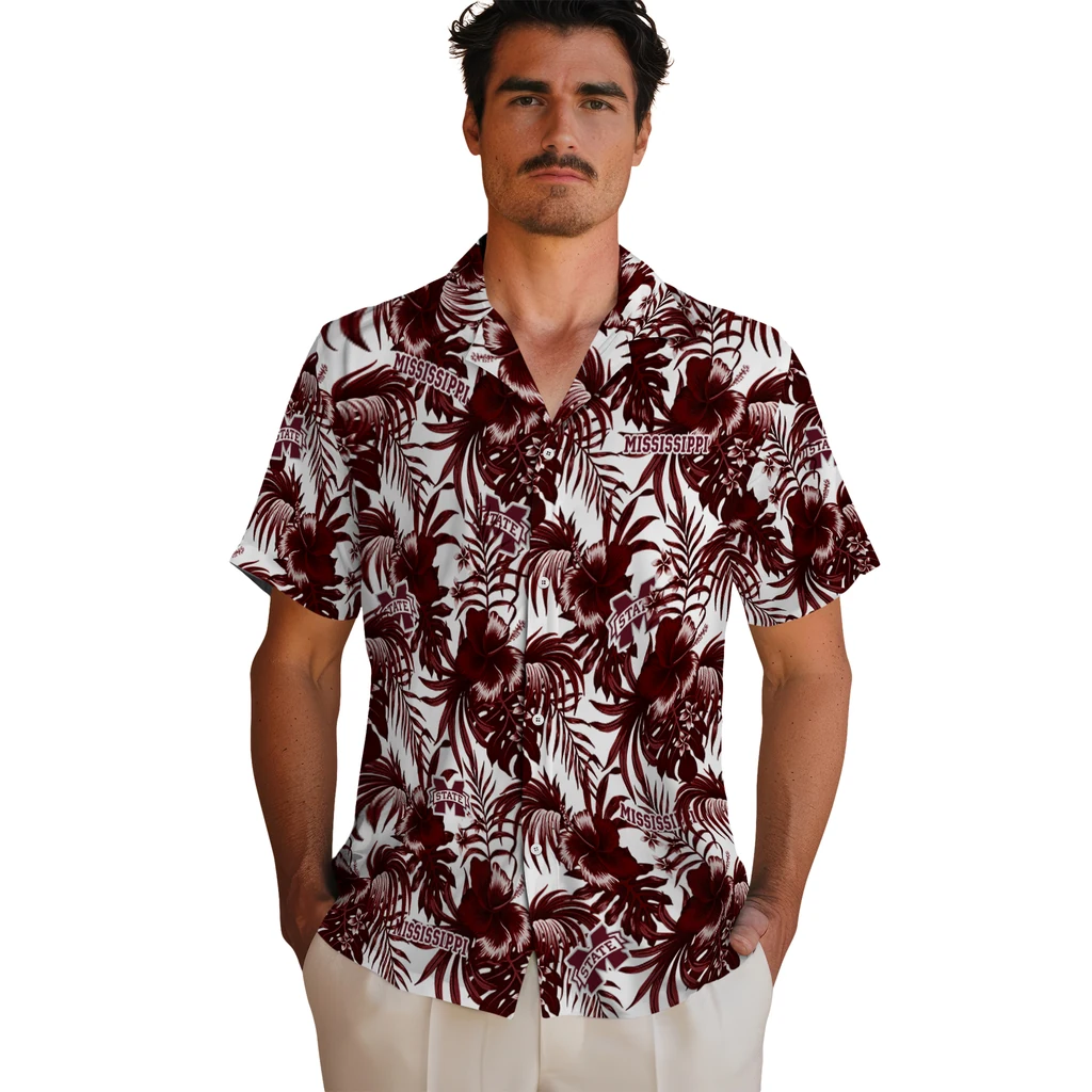 Mississippi State Bulldogs Hawaiian Shirt - Hibiscus Exotic mississippi state bulldogs hibiscus exotic maroon hawaiian shirts fashion forward