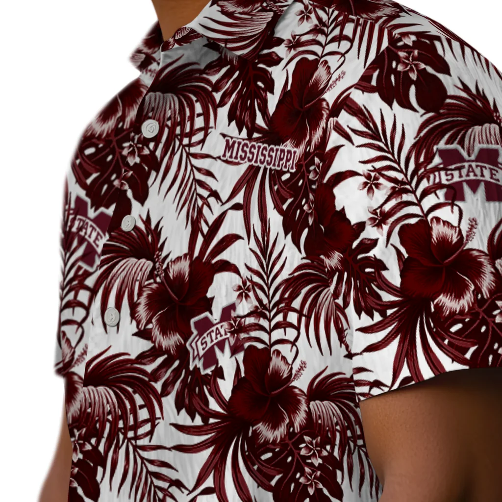 Mississippi State Bulldogs Hawaiian Shirt - Hibiscus Exotic mississippi state bulldogs hibiscus exotic maroon hawaiian shirts trendy