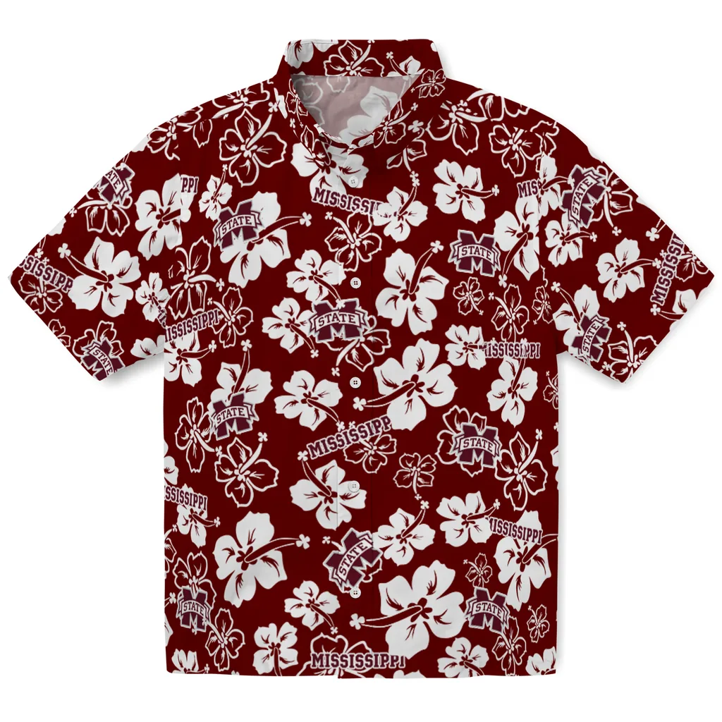 Mississippi State Bulldogs Hawaiian Shirt - Hibiscus Flower Design mississippi state bulldogs hibiscus bloom maroon hawaiian shirts best selling