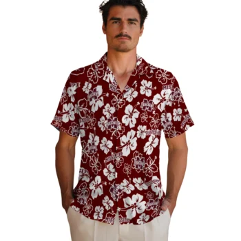 mississippi state bulldogs hibiscus bloom maroon hawaiian shirts fashion forward