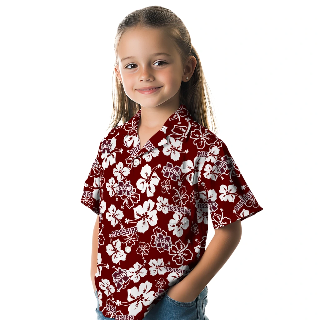 Mississippi State Bulldogs Hawaiian Shirt - Hibiscus Flower Design mississippi state bulldogs hibiscus bloom maroon hawaiian shirts premium grade