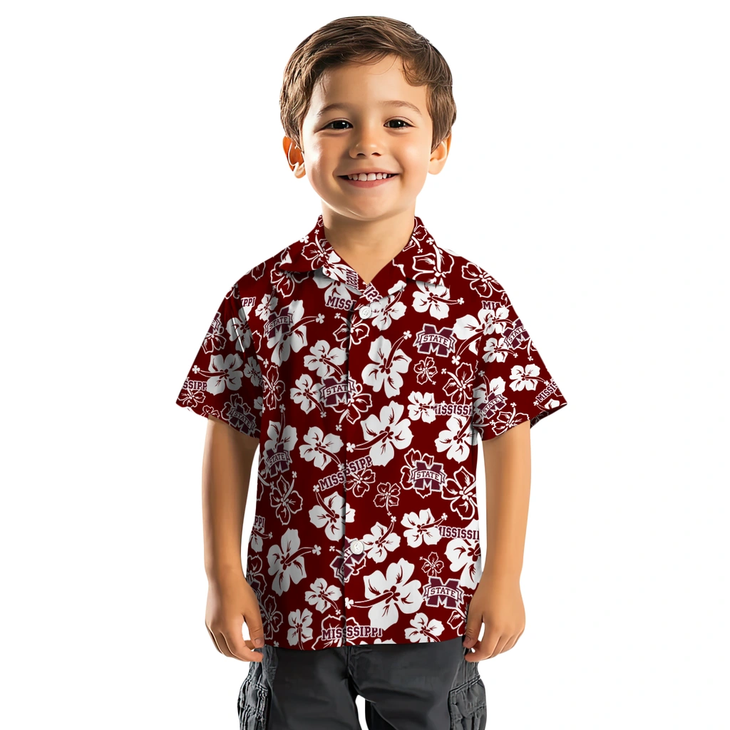 Mississippi State Bulldogs Hawaiian Shirt - Hibiscus Flower Design mississippi state bulldogs hibiscus bloom maroon hawaiian shirts top rated