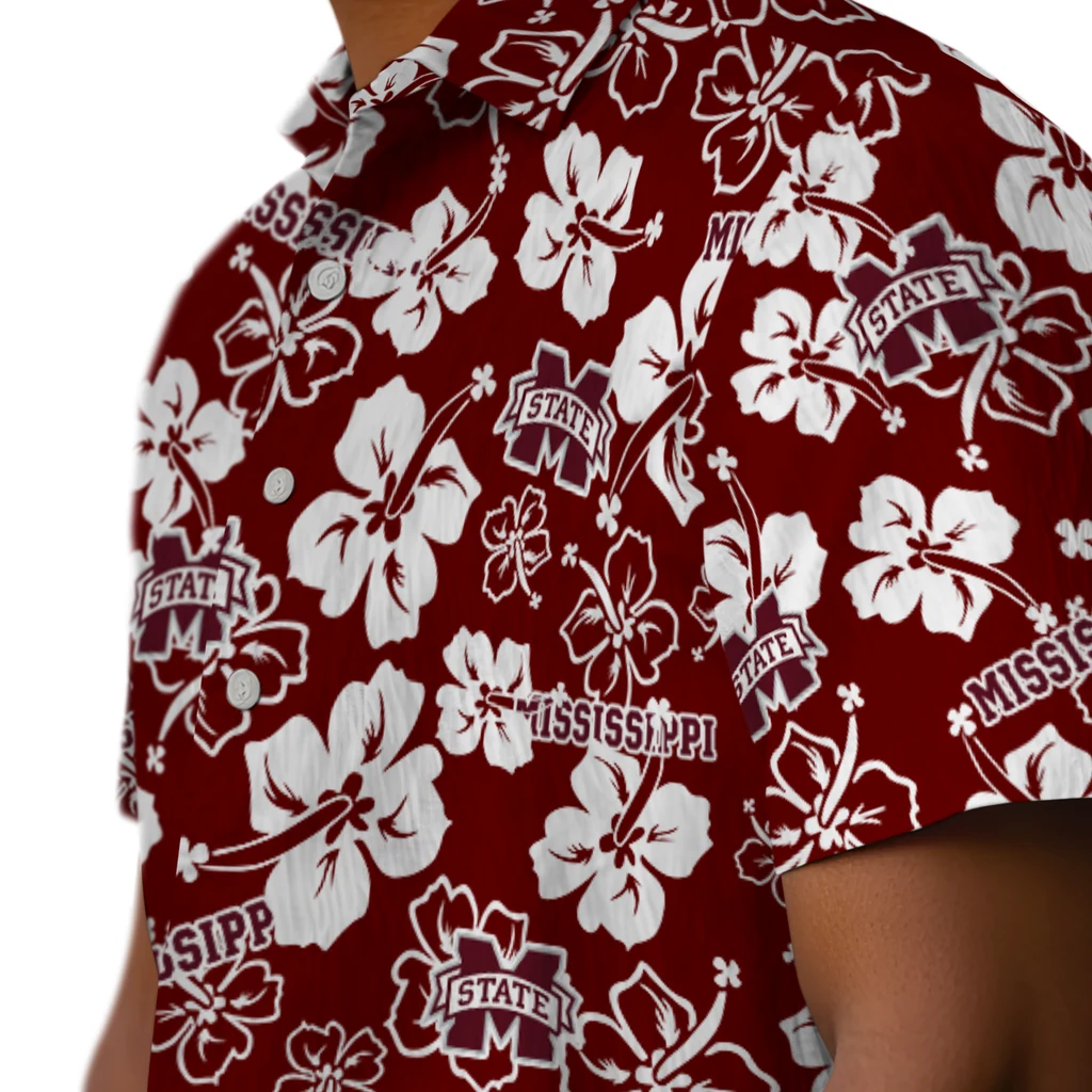 Mississippi State Bulldogs Hawaiian Shirt - Hibiscus Flower Design mississippi state bulldogs hibiscus bloom maroon hawaiian shirts trendy