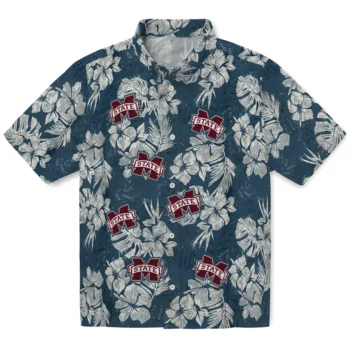 mississippi state bulldogs hibiscus flowers navy blue hawaiian shirts best selling