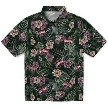 mississippi state bulldogs hibiscus leaves pattern green hawaiian shirts best selling