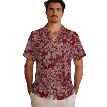mississippi state bulldogs hibiscus oasis maroon hawaiian shirts fashion forward