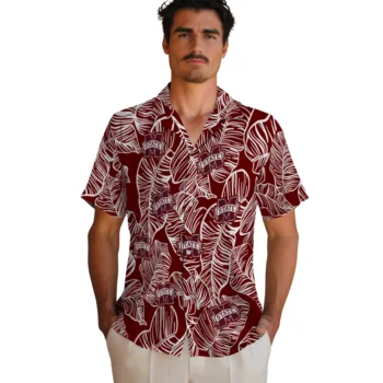 mississippi state bulldogs leaf outline maroon hawaiian shirts fashion forward