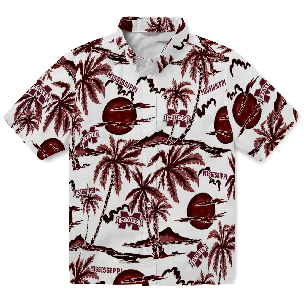Mississippi State Bulldogs Hawaiian Shirt - Palm Sunset mississippi state bulldogs palm sunset hawaiian shirts best selling