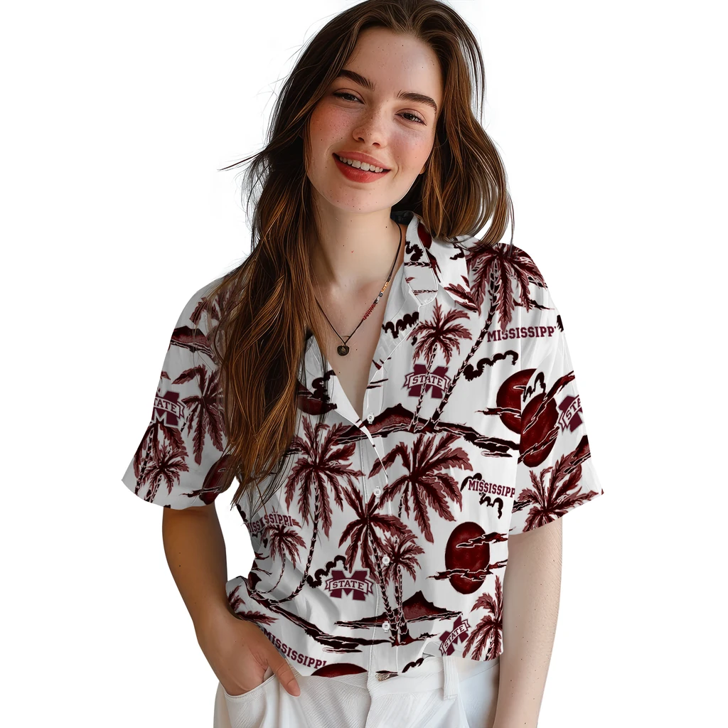 Mississippi State Bulldogs Hawaiian Shirt - Palm Sunset mississippi state bulldogs palm sunset hawaiian shirts latest model