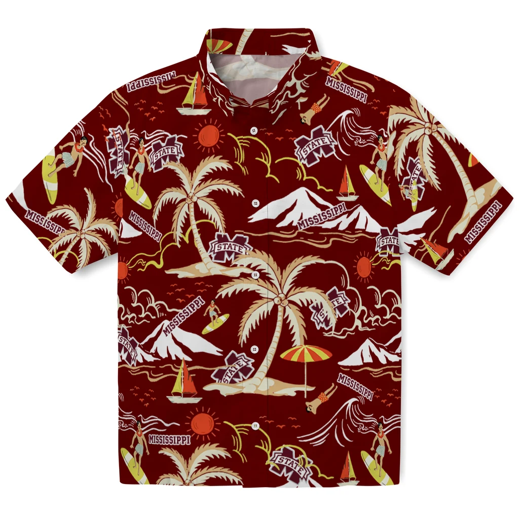 Mississippi State Bulldogs Hawaiian Shirt - Palm Tree Island mississippi state bulldogs palm tree island maroon hawaiian shirts best selling