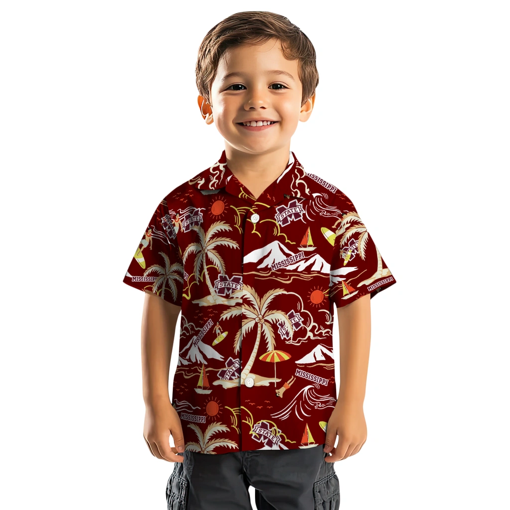 Mississippi State Bulldogs Hawaiian Shirt - Palm Tree Island mississippi state bulldogs palm tree island maroon hawaiian shirts top rated