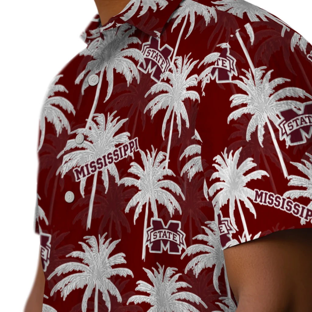 Mississippi State Bulldogs Hawaiian Shirt - Palm Tree Motif mississippi state bulldogs palm grove maroon hawaiian shirts trendy