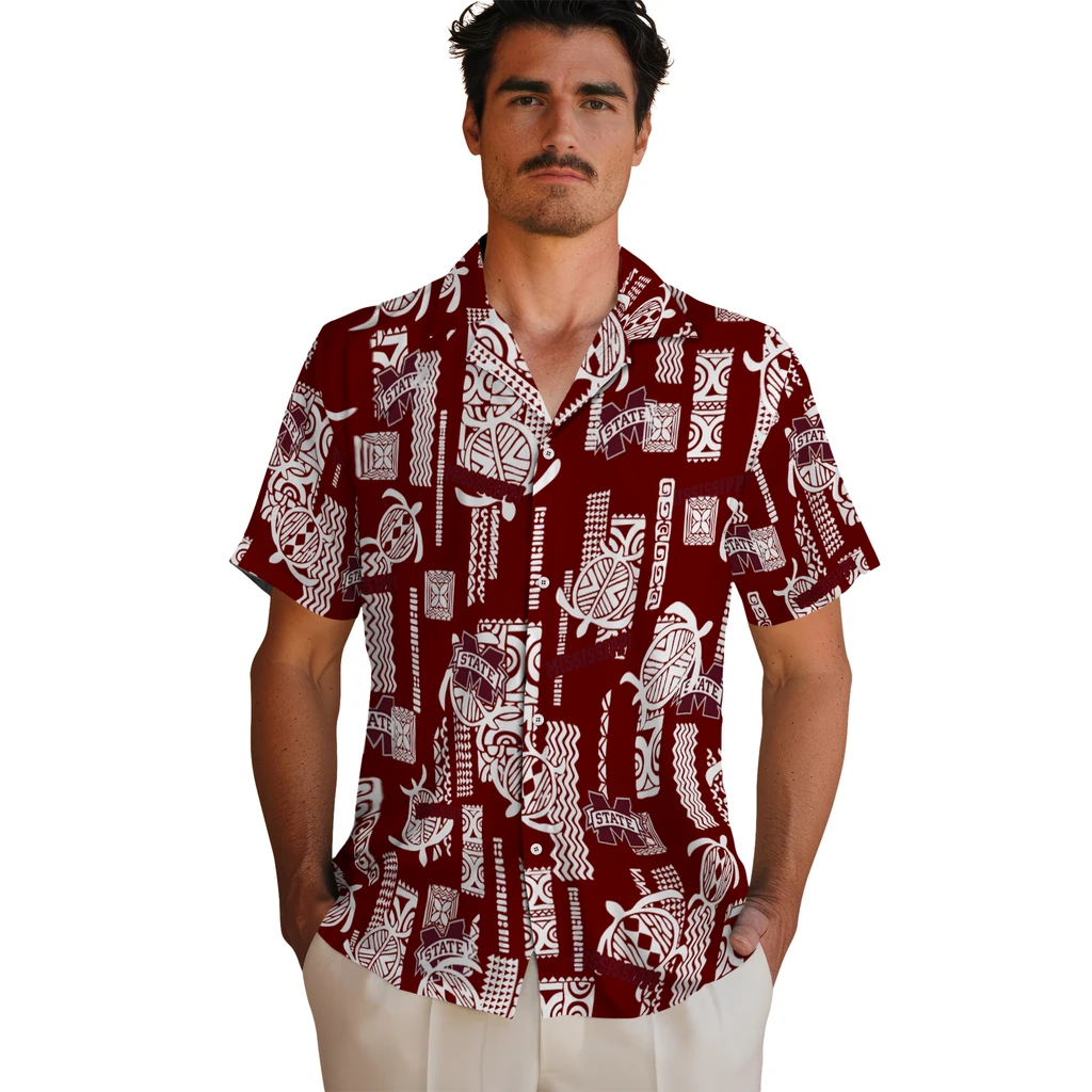 Mississippi State Bulldogs Hawaiian Shirt - Turtle Lines mississippi state bulldogs turtle lines maroon hawaiian shirts fashion forward