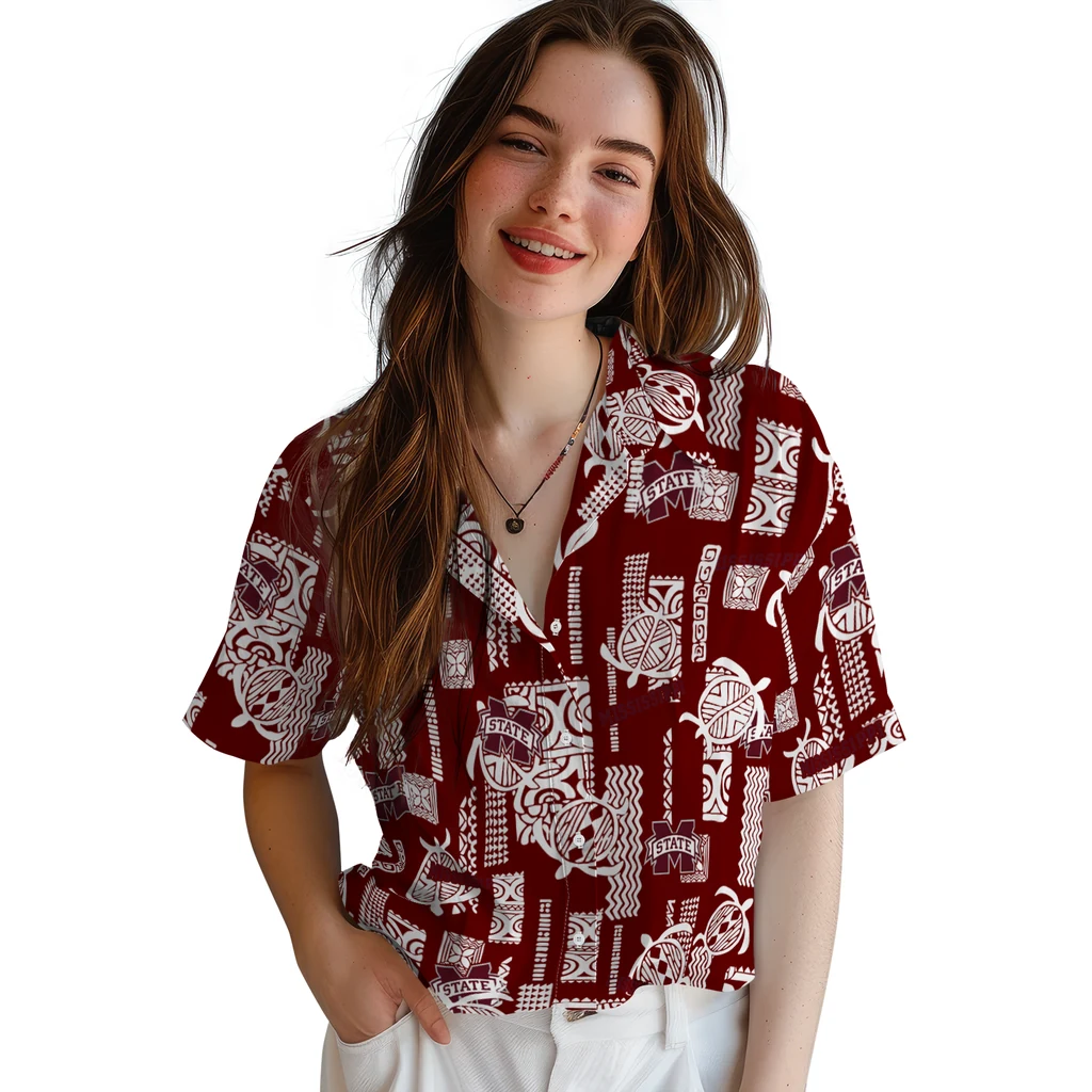 Mississippi State Bulldogs Hawaiian Shirt - Turtle Lines mississippi state bulldogs turtle lines maroon hawaiian shirts latest model
