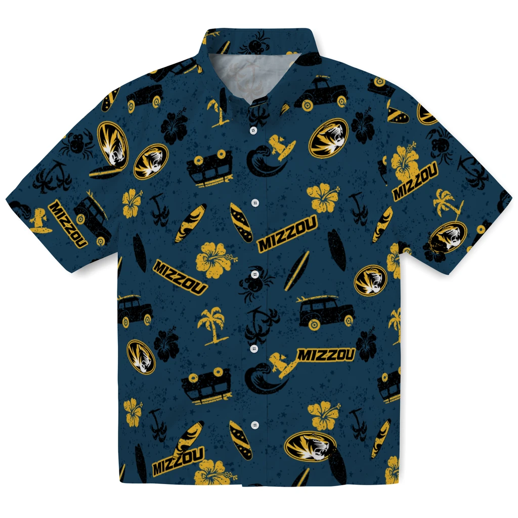 Missouri Tigers Hawaiian Shirt - Beach Vibe missouri tigers beach vibe navy hawaiian shirts best selling