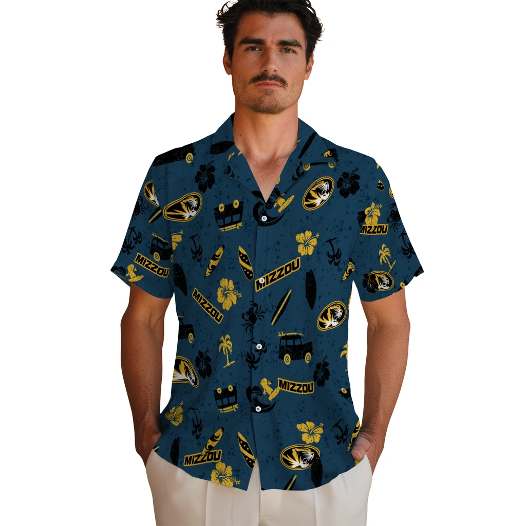 Missouri Tigers Hawaiian Shirt - Beach Vibe missouri tigers beach vibe navy hawaiian shirts fashion forward