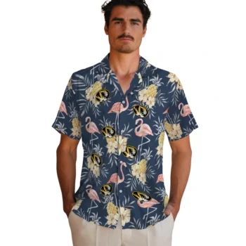 missouri tigers flamingo hibiscus navy hawaiian shirts fashion forward